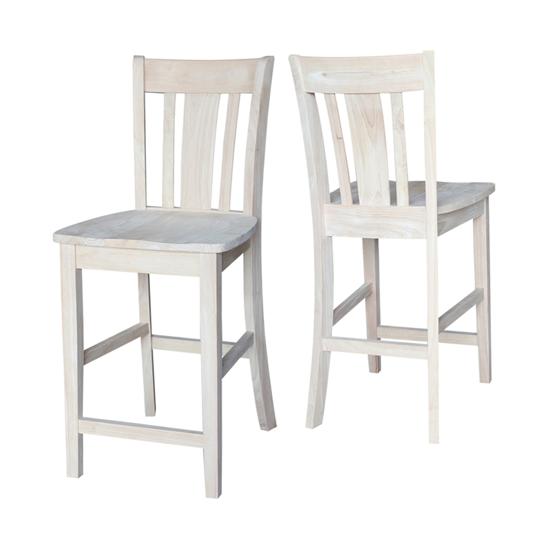 San Remo Solid Wood Counter Height Stool in Unfinished- 24