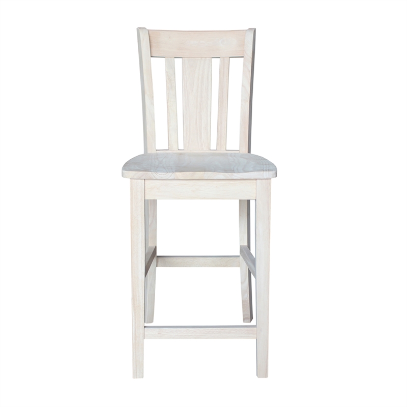 San Remo Solid Wood Counter Height Stool in Unfinished- 24