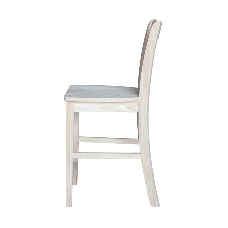 San Remo Solid Wood Counter Height Stool in Unfinished- 24