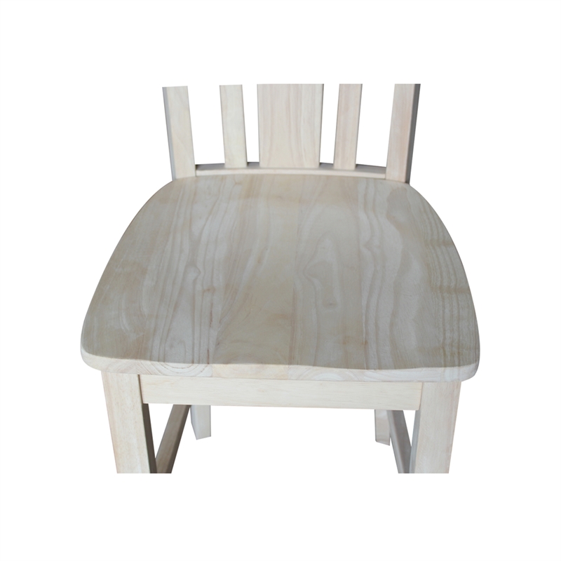 San Remo Solid Wood Counter Height Stool in Unfinished- 24