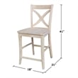 Vineyard Solid Wood Counter Height Stool in Unfinished - 24