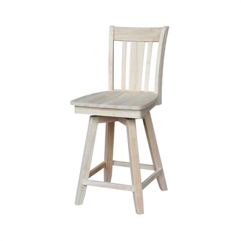 San Remo Natural Wood Counter Height Stool - With Swivel Seat - 24