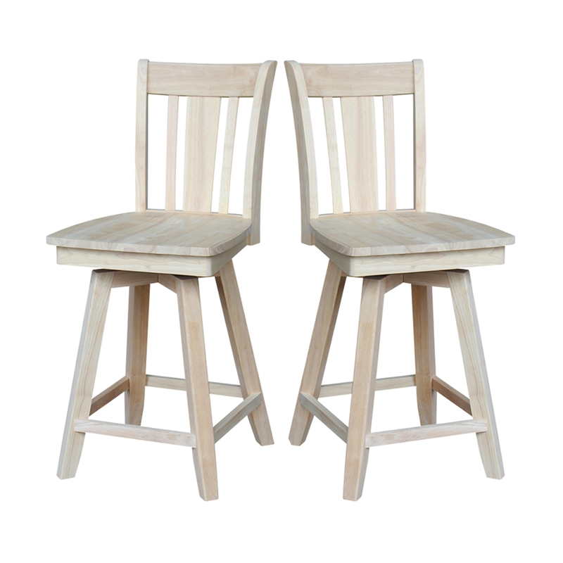San Remo Natural Wood Counter Height Stool - With Swivel Seat - 24