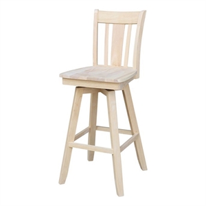 San Remo Natural Wood Bar Height Stool - With Swivel Seat -30.&quot Seat Height