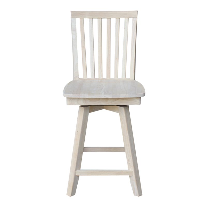 Mission Natural Wood Counter Height Stool With Swivel Seat in Unfinished
