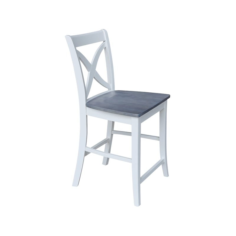 Vineyard Solid Wood Counter Height Stool in White/Heather Gray - 24