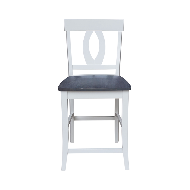 Verona Solid Wood Counter height Stool in White and Heather Gray