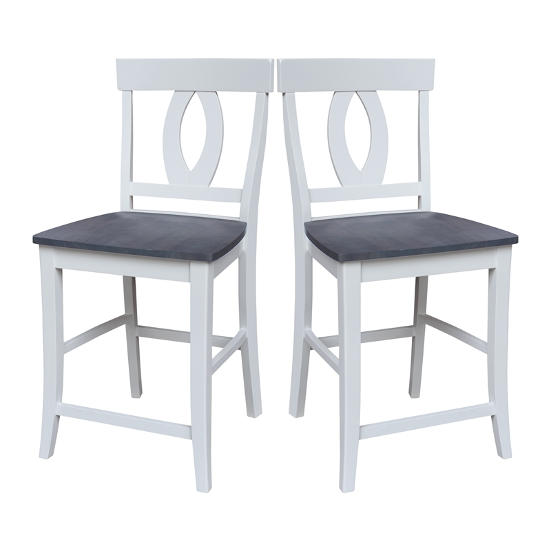 Verona Solid Wood Counter height Stool in White and Heather Gray