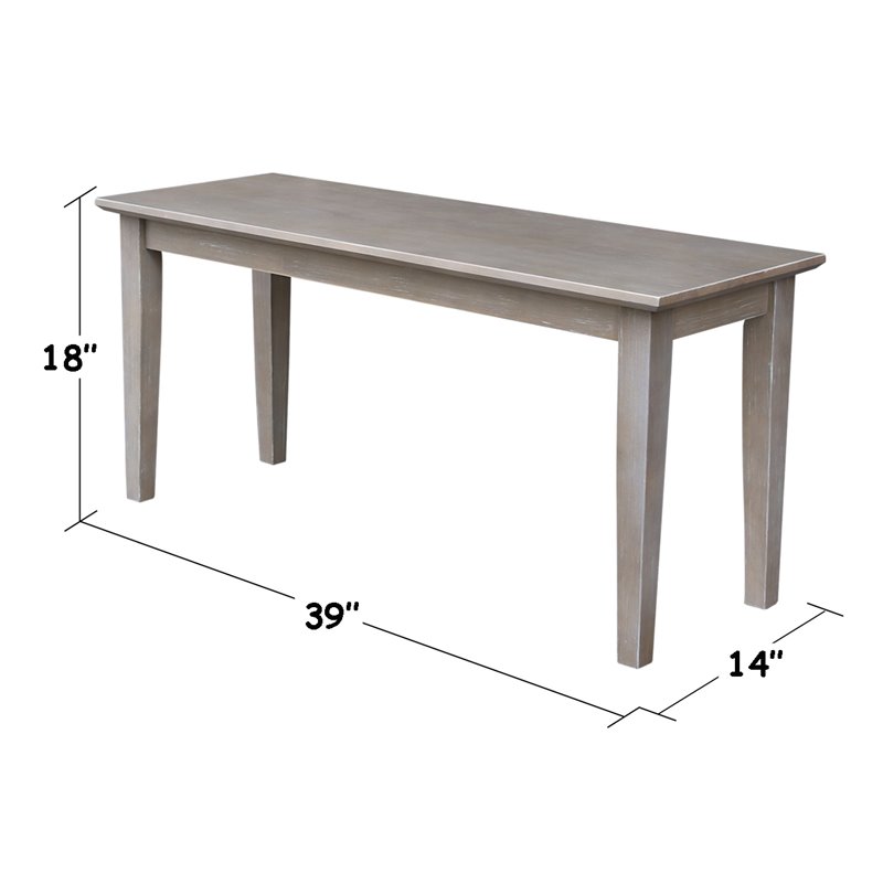 International Concepts Shaker Styled Bench  Washed Gray Taupe