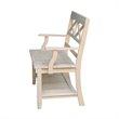 International Concepts Double X-Back Bench With Arms and Shelf