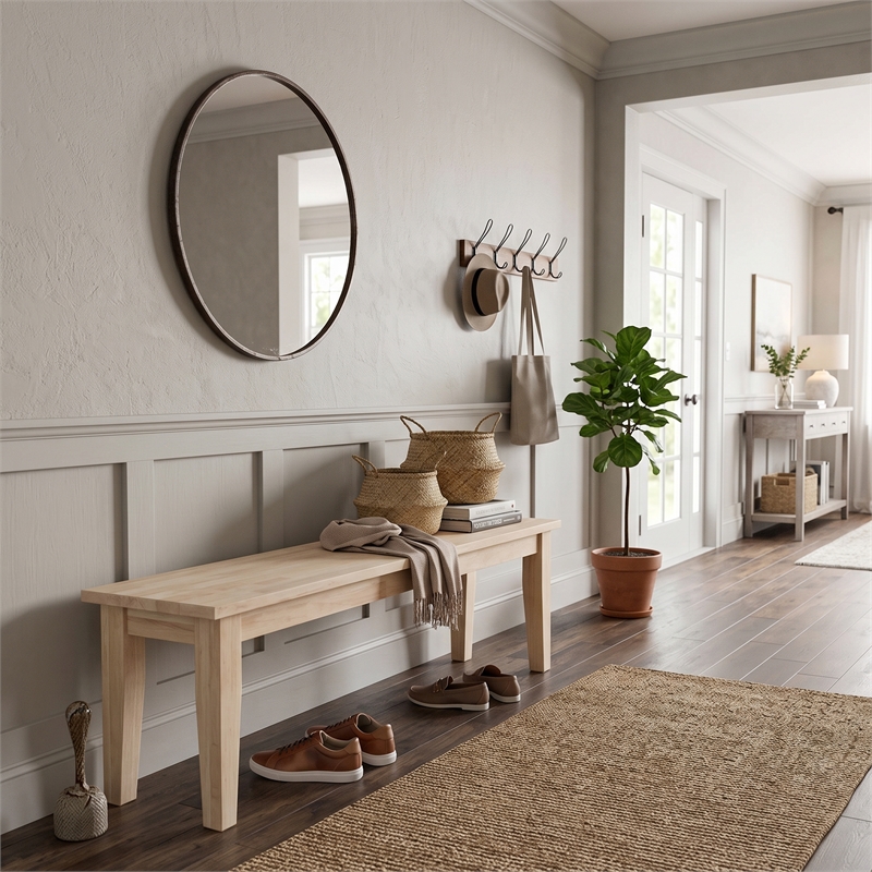 International Concepts Shaker Style Bench  Unfinished