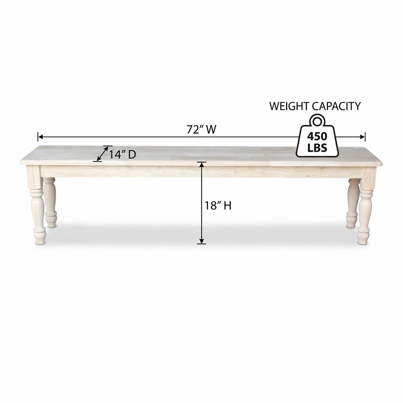International Concepts Farmhouse Bench  Unfinished