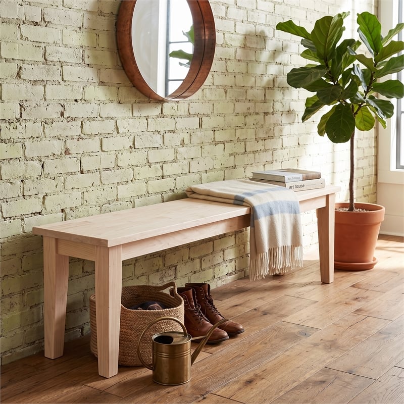 International Concepts Shaker Style Bench  Unfinished
