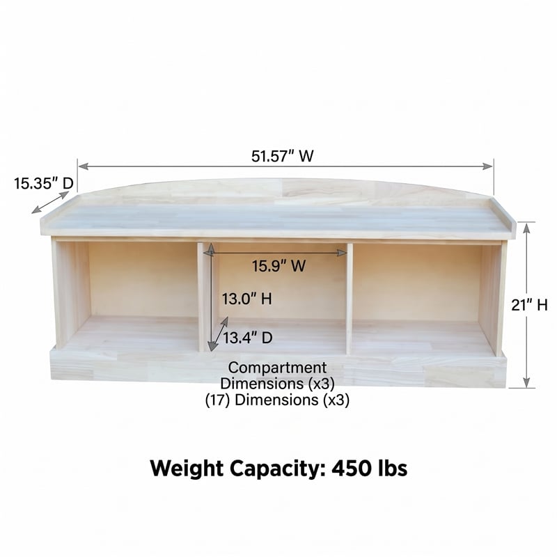 International Concepts Bench with Storage  Unfinished