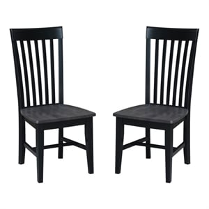 Set of Two Cosmo Tall Solid Wood Mission Chairs in Coal Black/Washed Black
