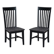 Set of Two Cosmo Tall Solid Wood Mission Chairs in Coal Black/Washed Black