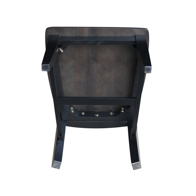 Set of Two Cosmo Tall Solid Wood Mission Chairs in Coal Black/Washed Black