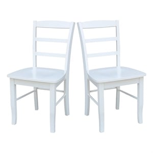International Concepts Set of Two Madrid Solid Wood Ladderback Chairs in White
