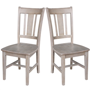 Set of Two San Remo Solid Wood Splatback Chairs in Washed Gray Taupe