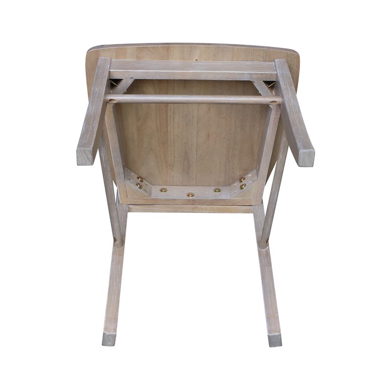 Set of Two X-Back Chairs  with Solid Wood Seats in Washed Gray Taupe