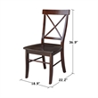 Set of Two X-Back Chairs with Solid Wood Seats in Rich Mocha