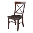 Set of Two X-Back Chairs with Solid Wood Seats in Rich Mocha