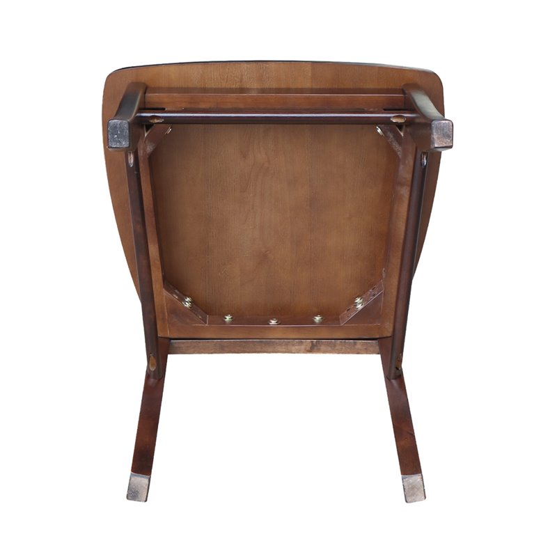 Set of Two X-Back Chairs with Solid Wood Seats in Rich Mocha