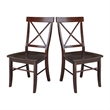 Set of Two X-Back Chairs with Solid Wood Seats in Rich Mocha