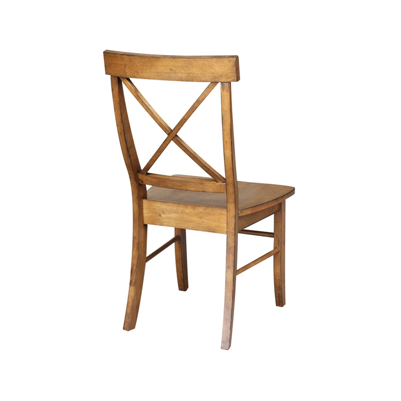International Concepts Set of Two X-Back Chairs  with Solid Wood Seats in Pecan