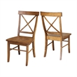 International Concepts Set of Two X-Back Chairs  with Solid Wood Seats in Pecan