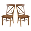 International Concepts Set of Two X-Back Chairs  with Solid Wood Seats in Pecan