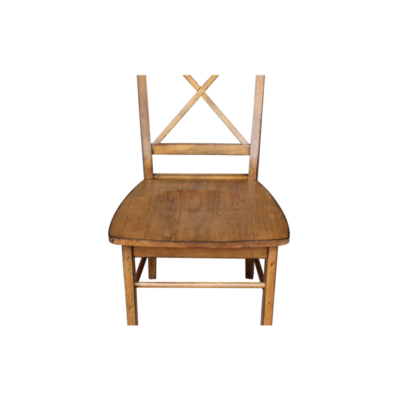 International Concepts Set of Two X-Back Chairs  with Solid Wood Seats in Pecan