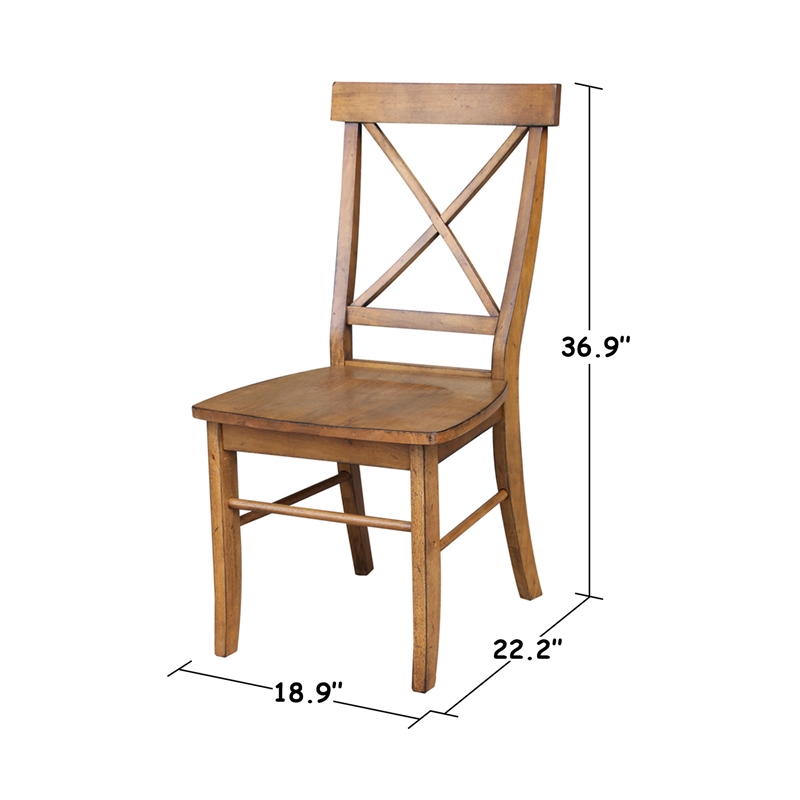 International Concepts Set of Two X-Back Chairs  with Solid Wood Seats in Pecan