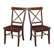 Set of Two X-Back Chairs with Solid Wood Seats in Espresso