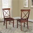 Set of Two X-Back Chairs with Solid Wood Seats in Espresso
