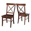 Set of Two X-Back Chairs with Solid Wood Seats in Espresso