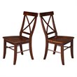 Set of Two X-Back Chairs with Solid Wood Seats in Espresso