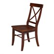Set of Two X-Back Chairs with Solid Wood Seats in Espresso