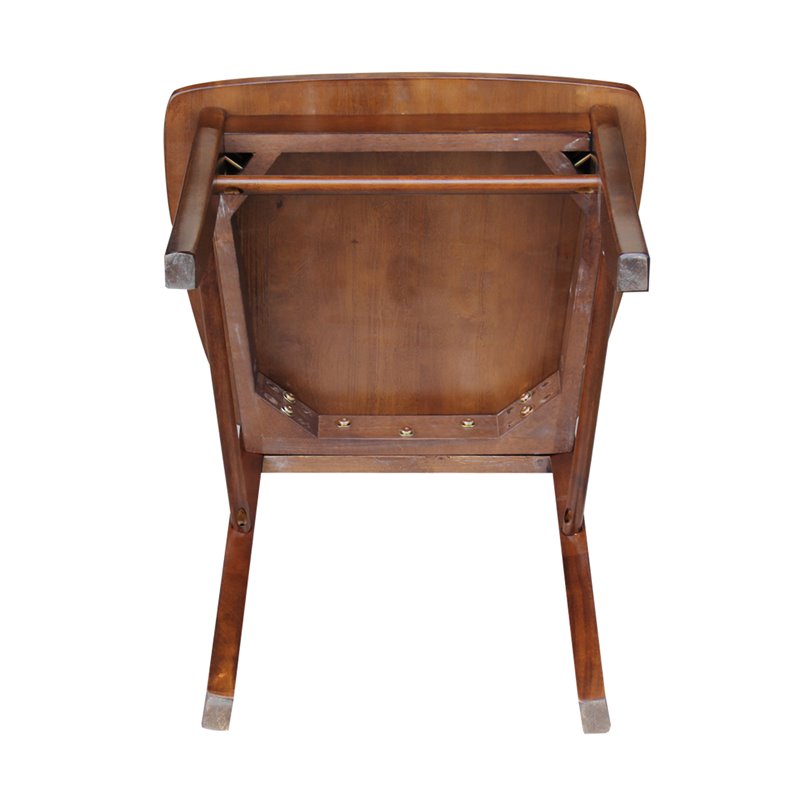 Set of Two X-Back Chairs with Solid Wood Seats in Espresso