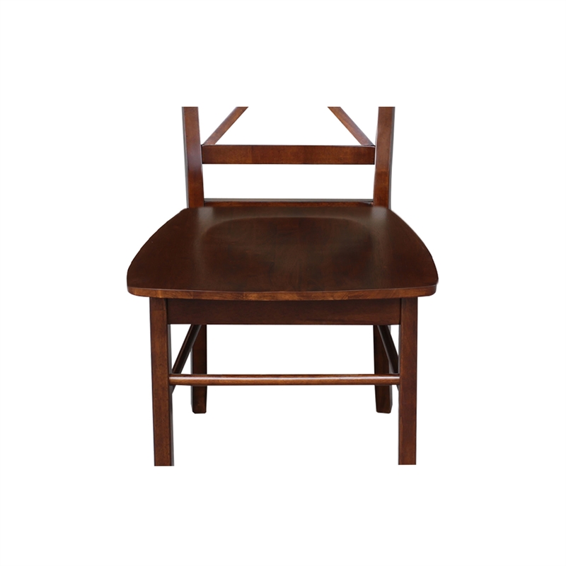Set of Two X-Back Chairs with Solid Wood Seats in Espresso
