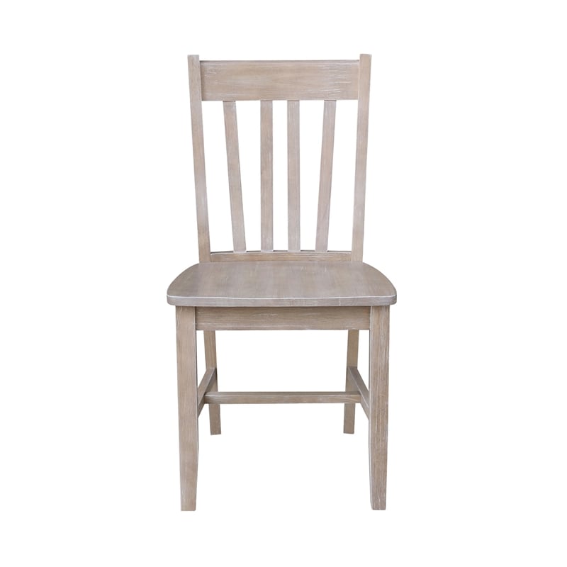 International Concepts Solid Wood Cafe Chairs in Washed Gray Taupe - Set of 2
