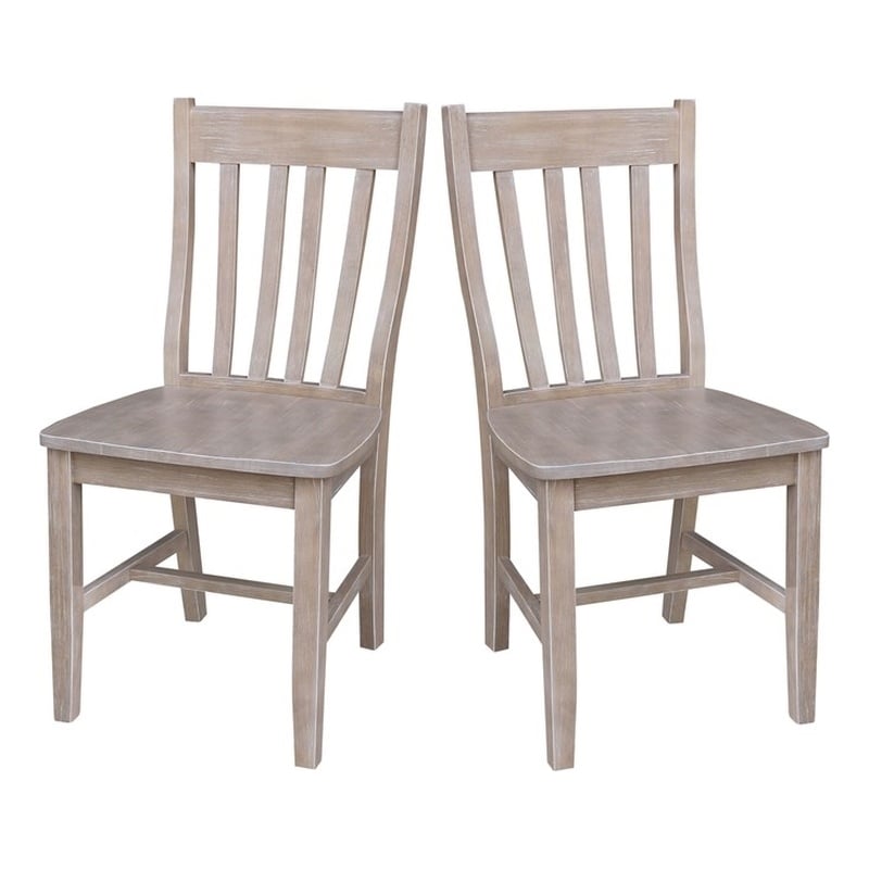 International Concepts Solid Wood Cafe Chairs in Washed Gray Taupe - Set of 2