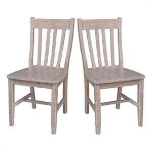 International Concepts Solid Wood Cafe Chairs in Washed Gray Taupe - Set of 2