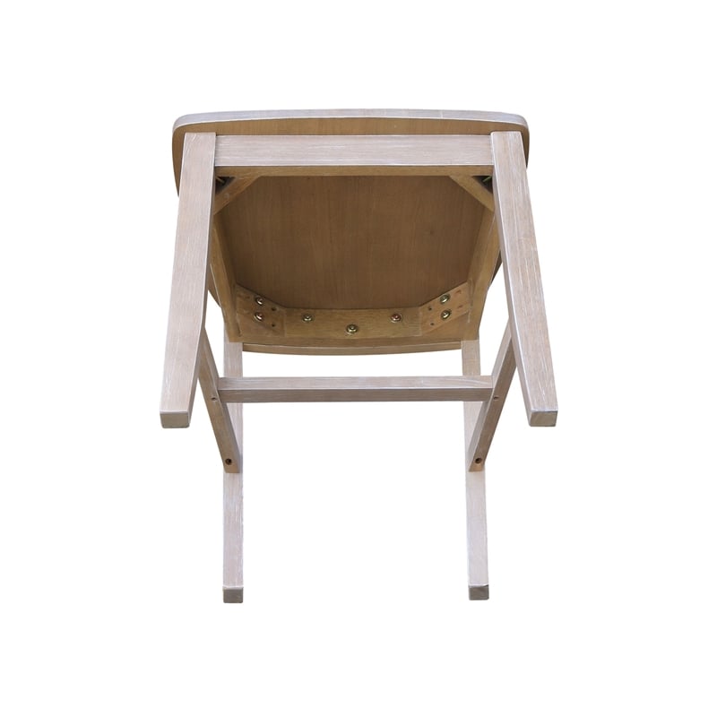 International Concepts Solid Wood Cafe Chairs in Washed Gray Taupe - Set of 2