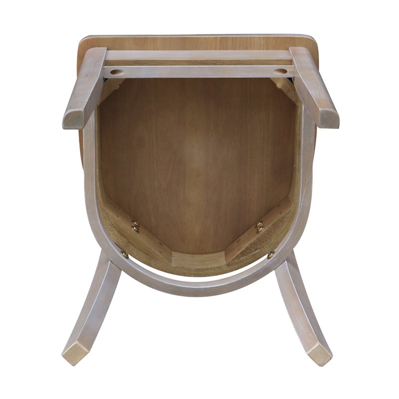 Set of Two Solid Wood Emily Side Chairs in Washed Gray Taupe