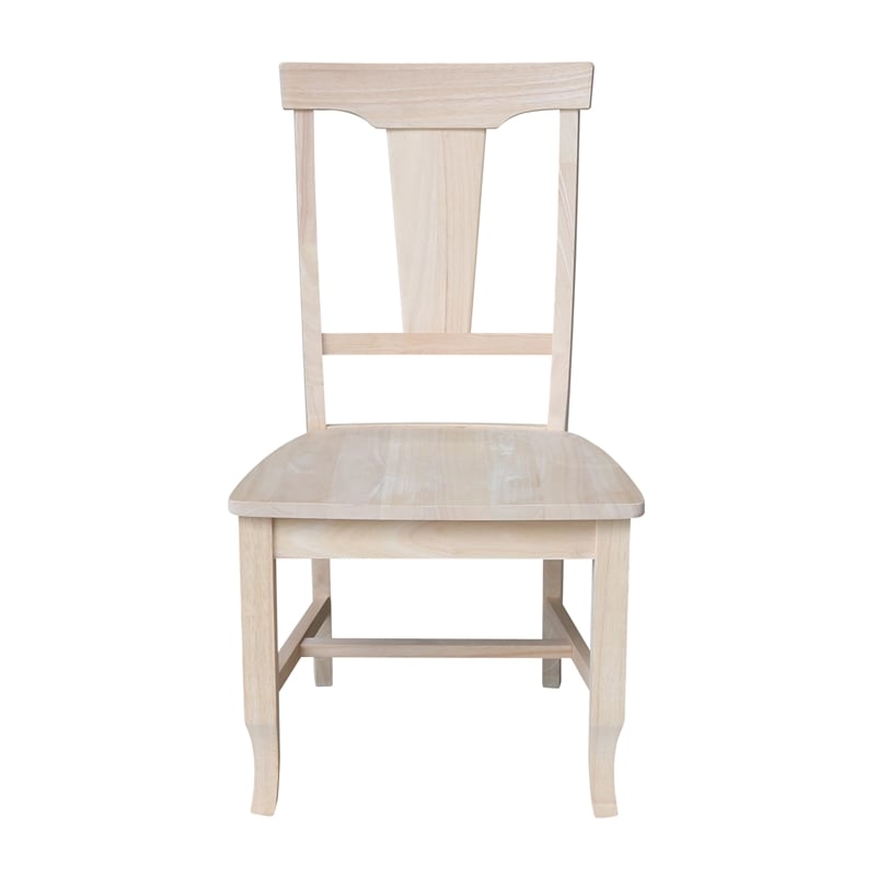International Concepts Set of Two Solid Wood Panel Back Chairs in Unfinished