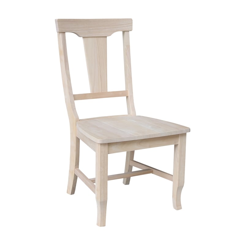 International Concepts Set of Two Solid Wood Panel Back Chairs in Unfinished