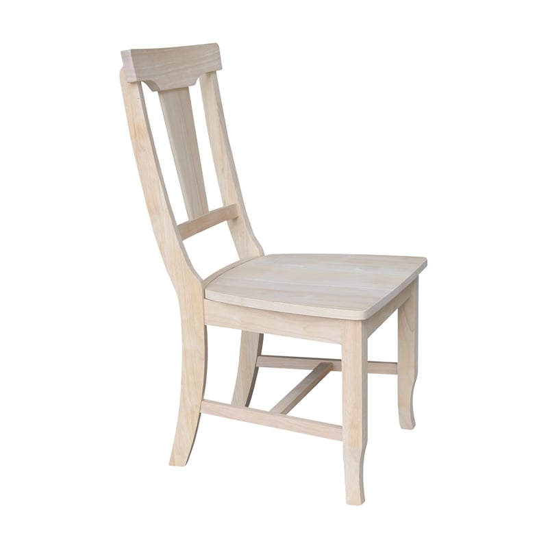International Concepts Set of Two Solid Wood Panel Back Chairs in Unfinished