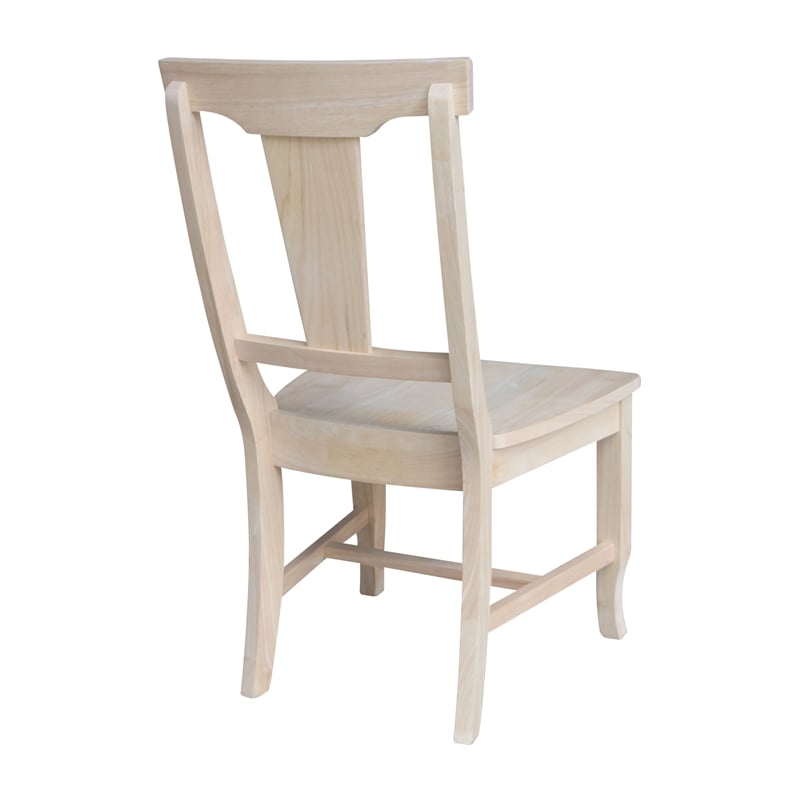 International Concepts Set of Two Solid Wood Panel Back Chairs in Unfinished