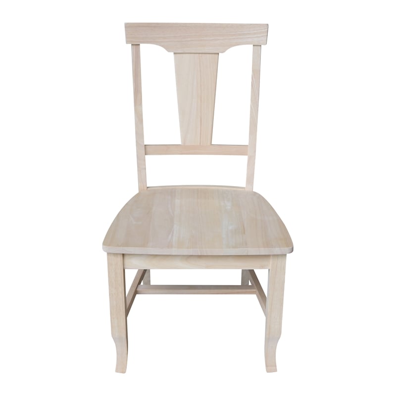 International Concepts Set of Two Solid Wood Panel Back Chairs in Unfinished
